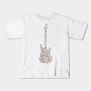 Guitar Silhouette Filled with Guitars Kids T-Shirt